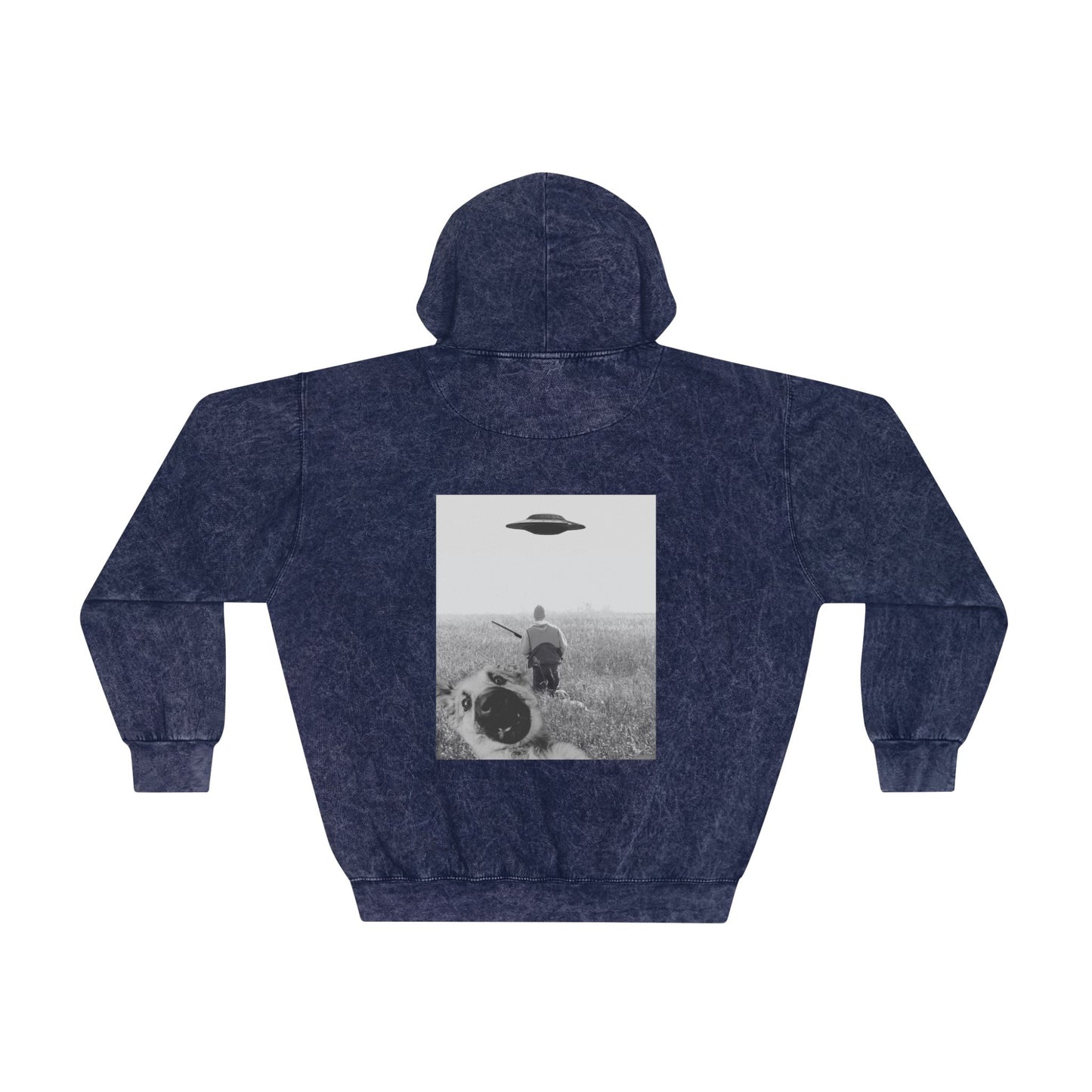 "Flush-out" Mineral Wash Hoodie with UFO Graphic - Vintage Vibe Streetwear