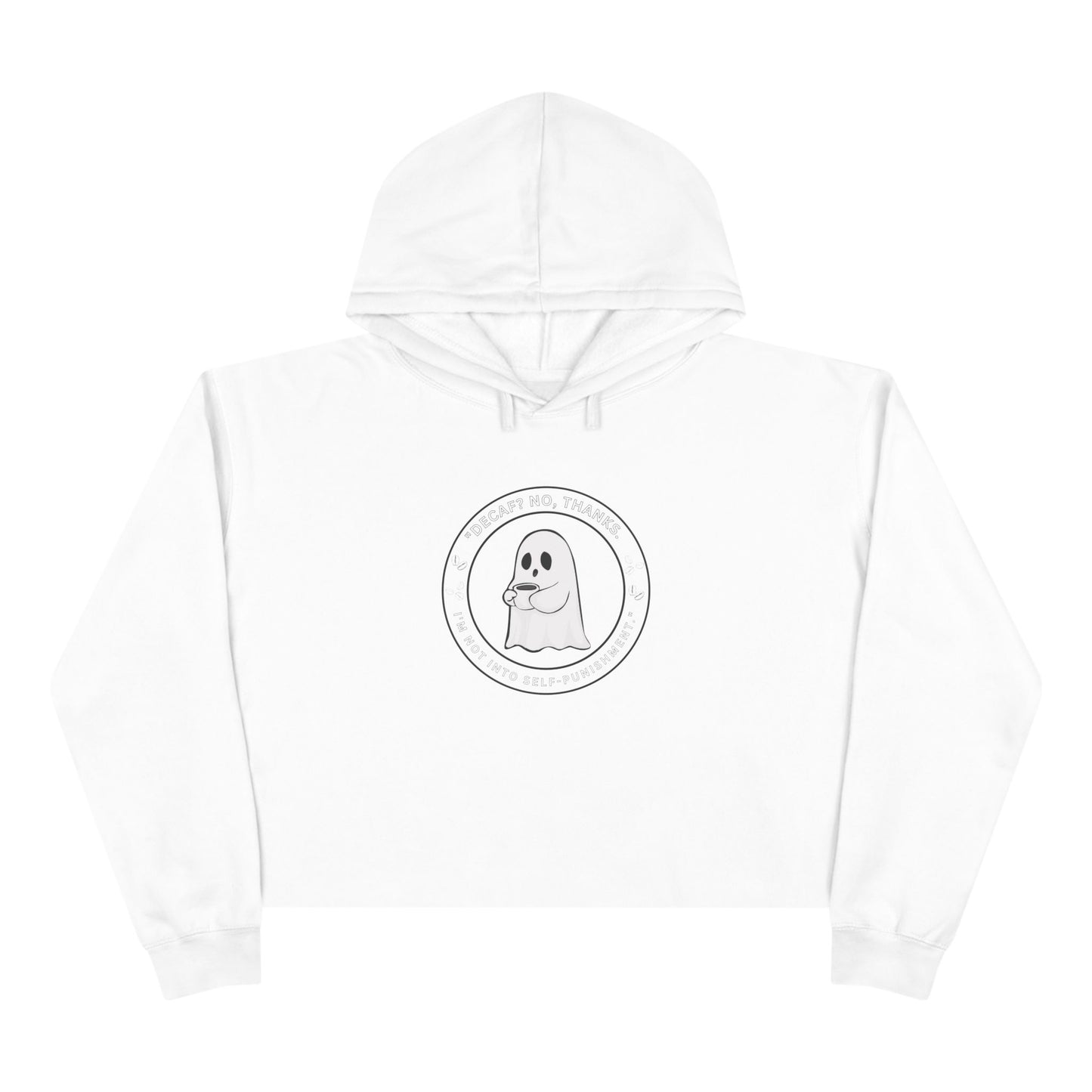 Ghost Crop Hoodie - Spooky Apparel for Coffee Lovers & Everyday Comfort