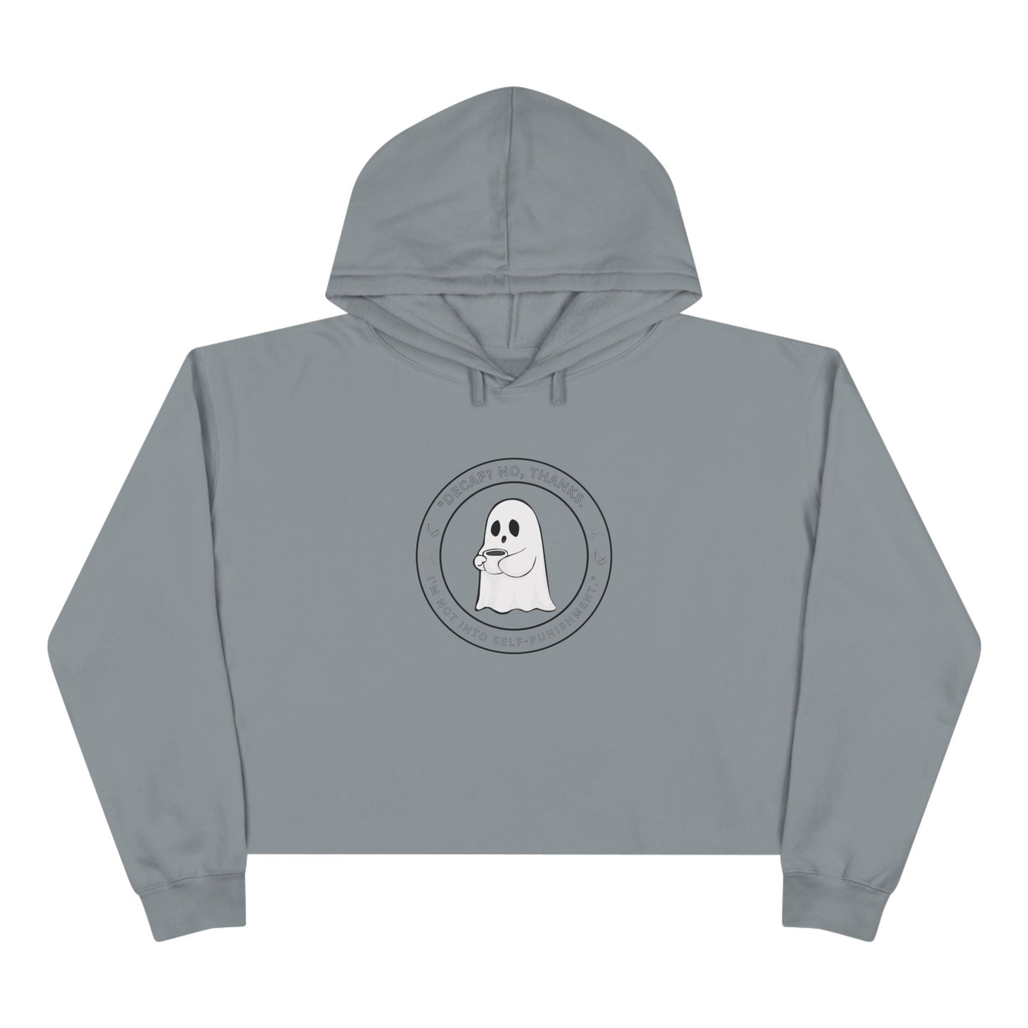 Ghost Crop Hoodie - Spooky Apparel for Coffee Lovers & Everyday Comfort