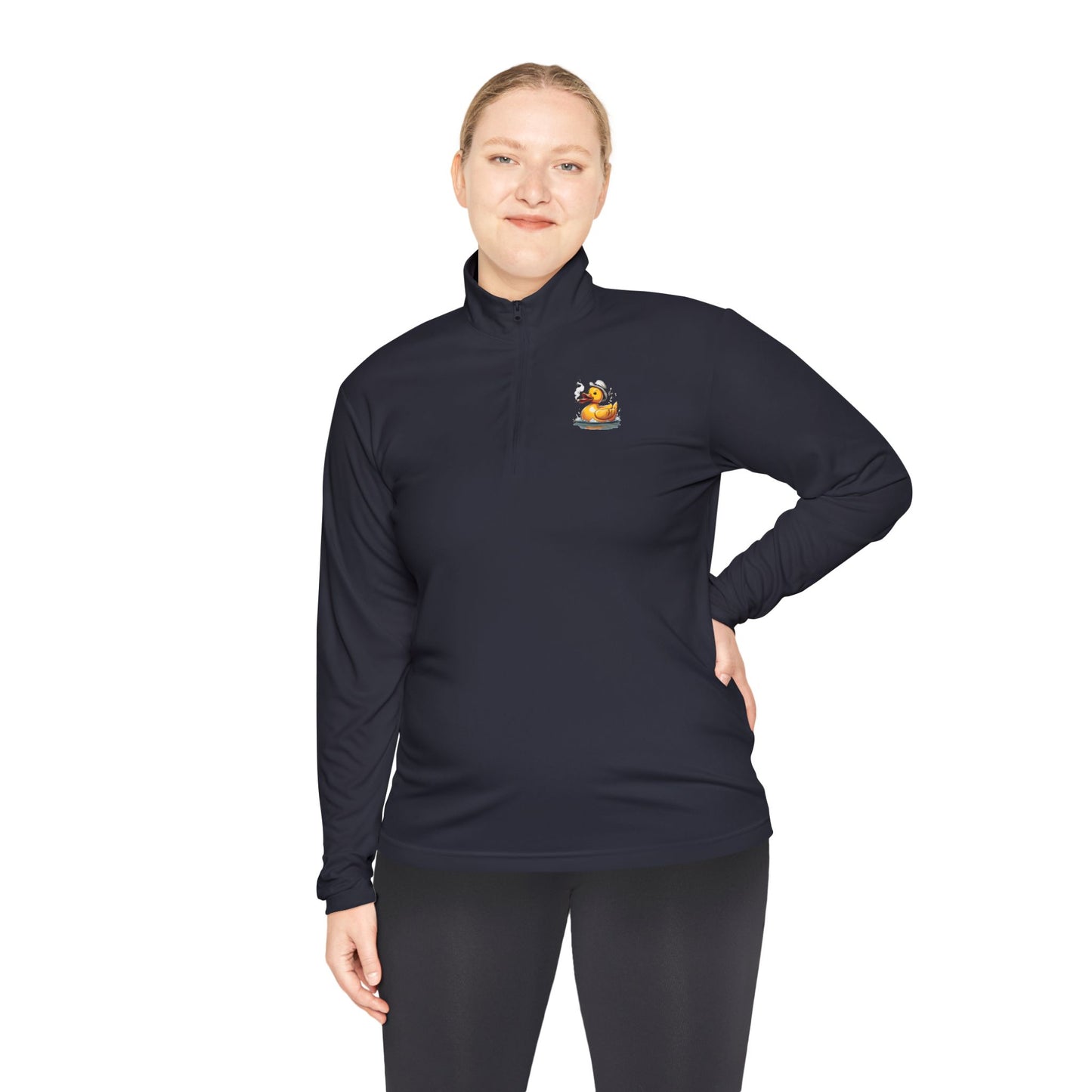 Unisex Quarter-Zip Pullover with Fun Duck Design - Perfect for Casual Wear & Outdoor Activities