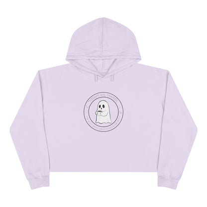 Ghost Crop Hoodie - Spooky Apparel for Coffee Lovers & Everyday Comfort