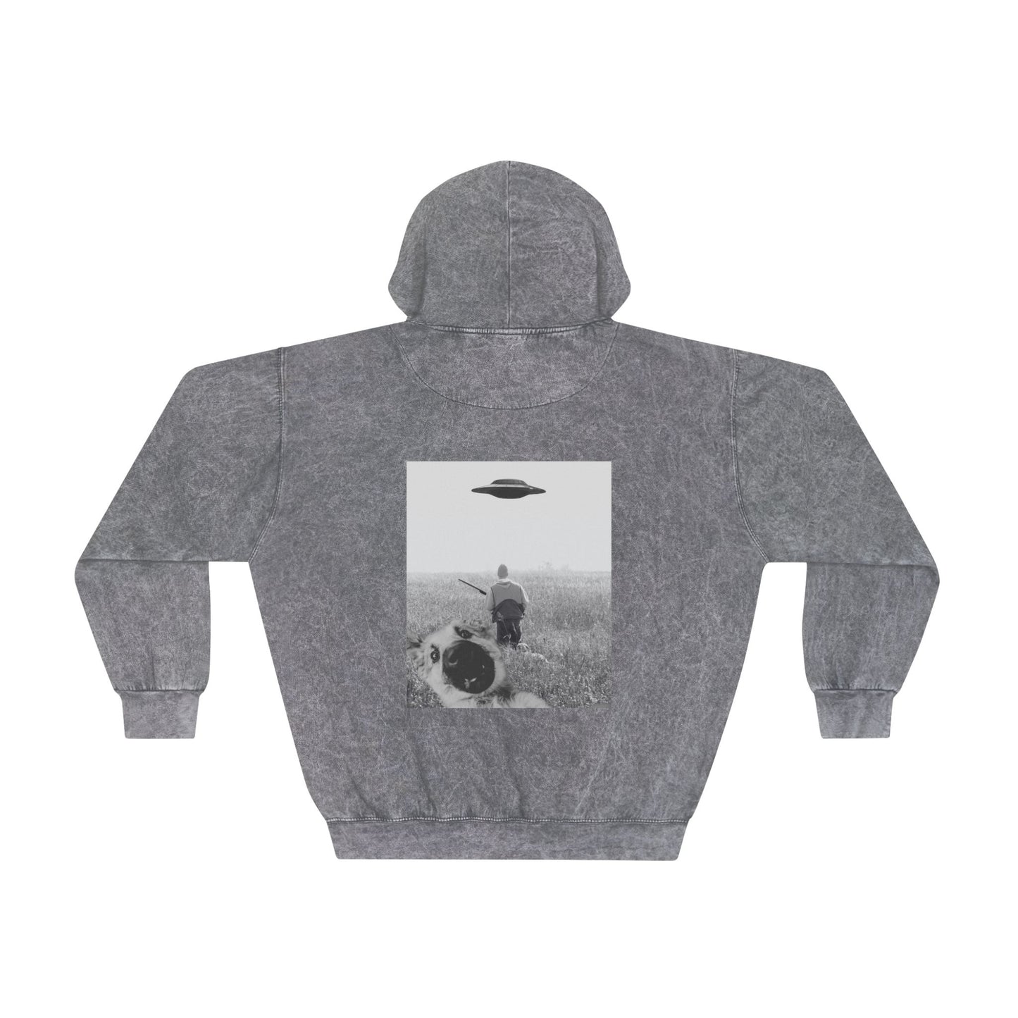 "Flush-out" Mineral Wash Hoodie with UFO Graphic - Vintage Vibe Streetwear