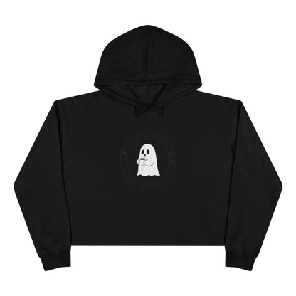 Ghost Crop Hoodie - Spooky Apparel for Coffee Lovers & Everyday Comfort