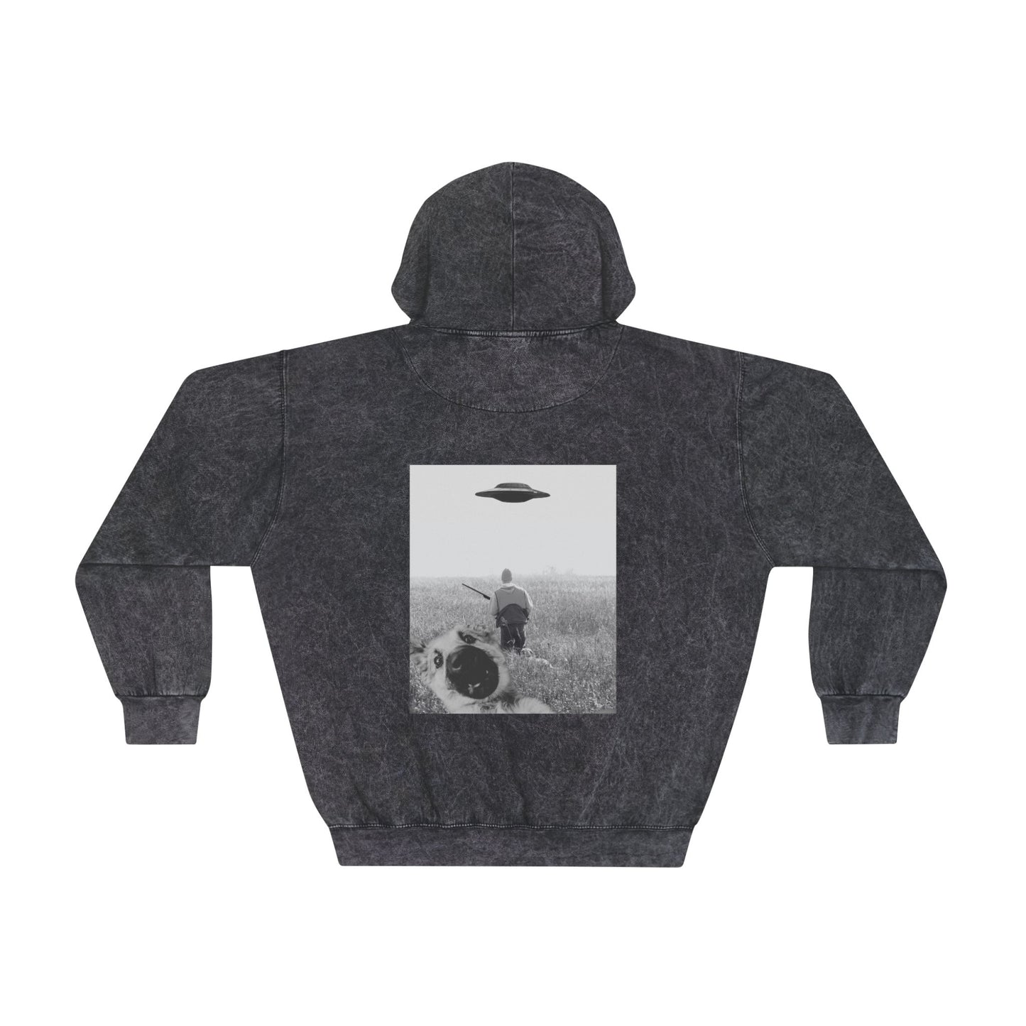 "Flush-out" Mineral Wash Hoodie with UFO Graphic - Vintage Vibe Streetwear