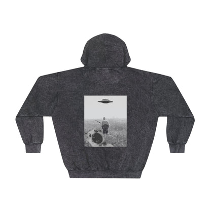 "Flush-out" Mineral Wash Hoodie with UFO Graphic - Vintage Vibe Streetwear